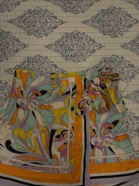 Zara Scarf Floral-Print Wrap Skirt with Pastel Accents